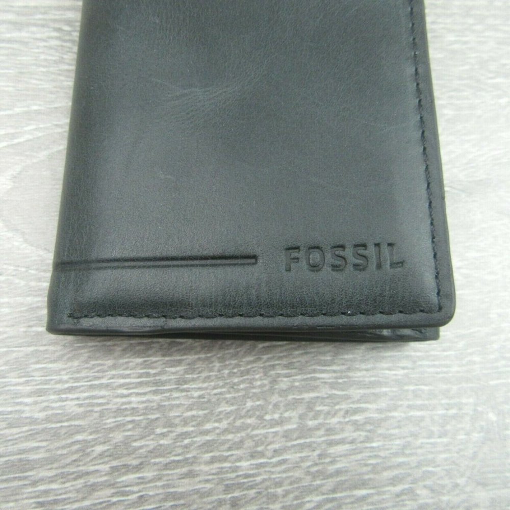 Fossil Allen Trifold RFID Black Leather Mens Wallet NEW - Picture 3 of 11
